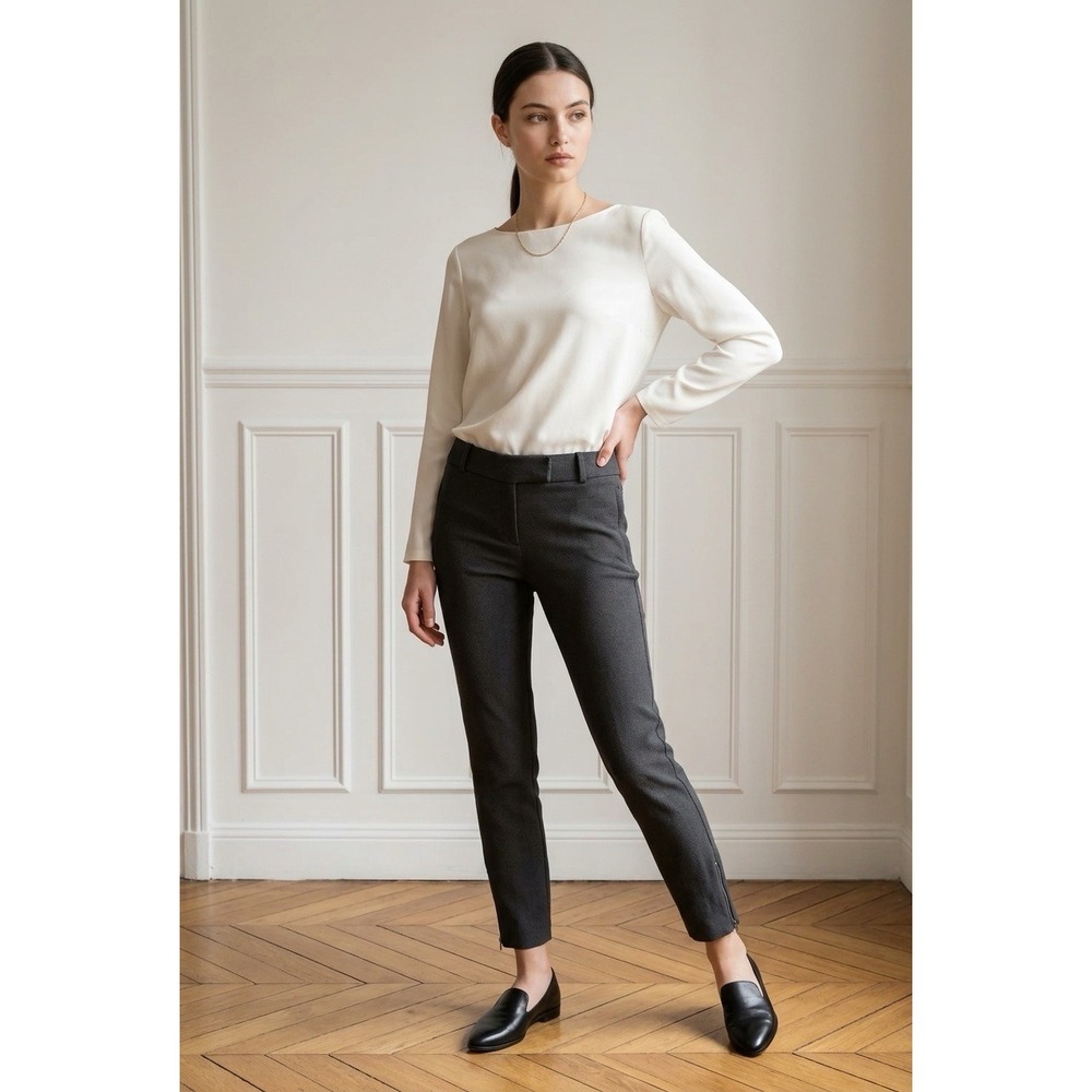 J.Crew Collection Gray Wool Blend Slim Ankle Pants Side Zippers Size 2